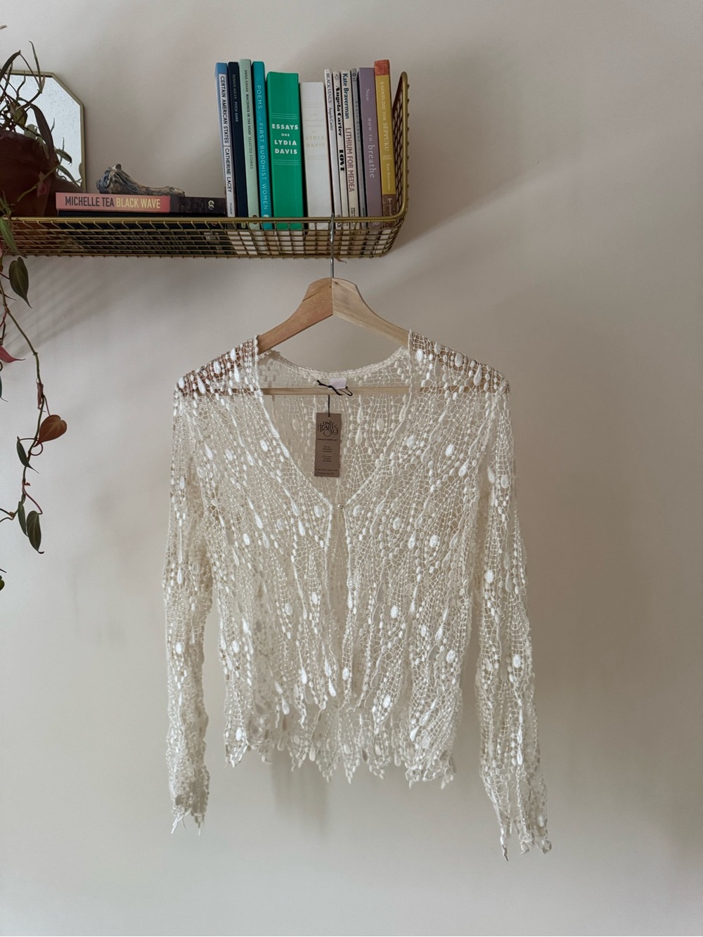 Only Hearts Open-Knit Sheer Cream Cardigan